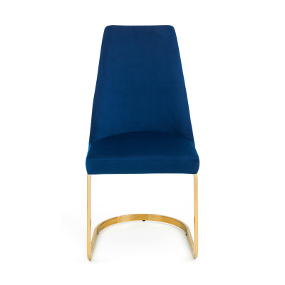 Vittoria Cantilever Dining Chair Blue Velvet on Gold Effect Base