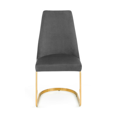 Vittoria Cantilever Dining Chair Grey Velvet on Gold Effect Base