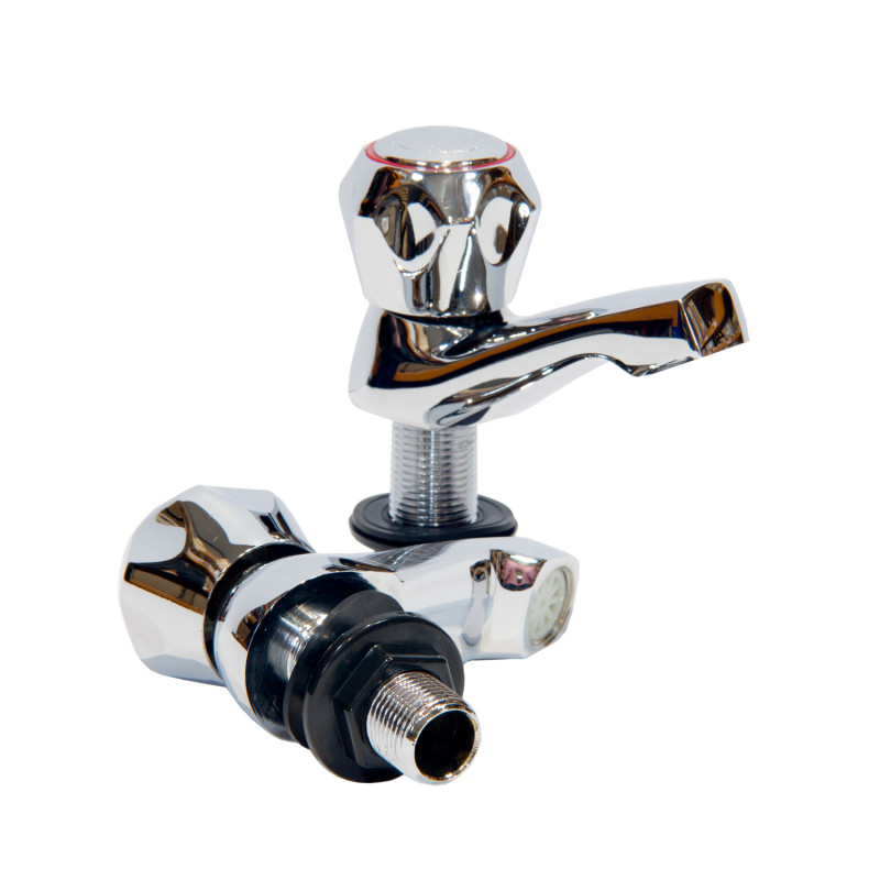 Pair Chrome on Brass Basin Tap Heads Static Caravan Universal