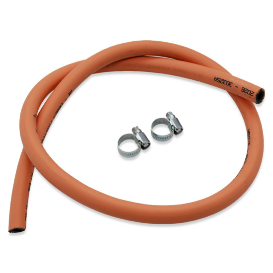 1M x 8mm High Pressure Orange LPG Hose With Clips