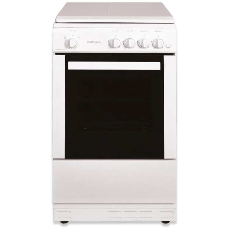 Statesman Legacy 50cm Gas Cooker with Lid - White - LEGACY50GSLF