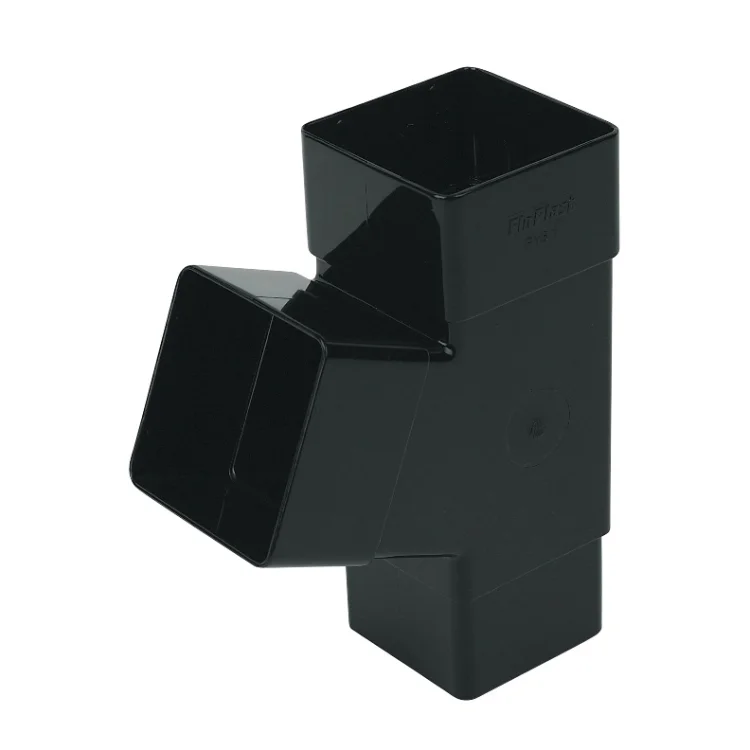 Square Line 65mm Square Pipe Branch - 67.5 Degree - Black
