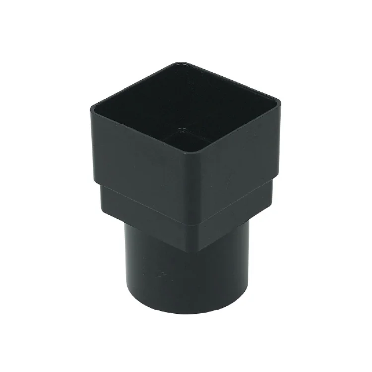Square Line Gutter Downpipe Adaptor Black