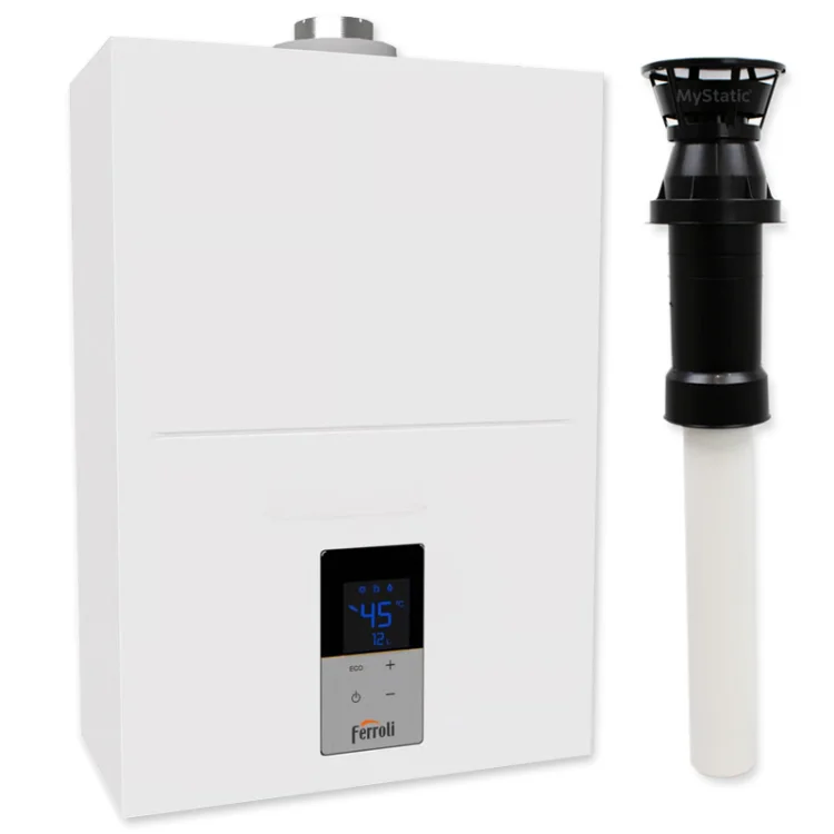 Ferroli Kona 12L LPG Room Sealed Water Heater with Vertical Flue Kit