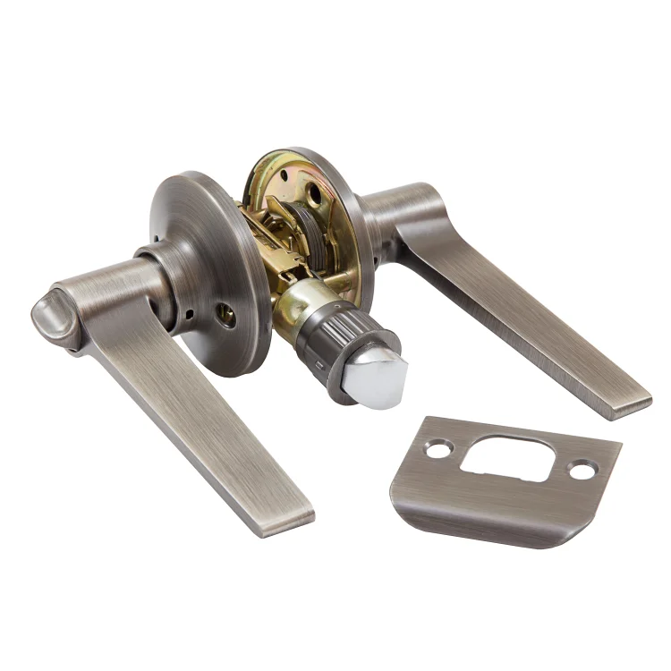Tapered Bar Privacy Lock Door Handle - Pewter