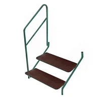 2 Tread Step Stainless Steel with Handrail - Green 2 Tread Step Stainless Steel with Handrail - Green