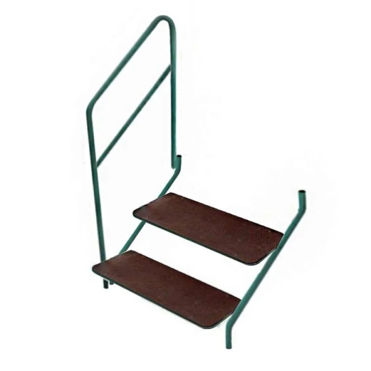 2 Tread Step Stainless Steel with Handrail - Green