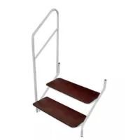 2 Tread Step Stainless Steel with Handrail - White 2 Tread Step Stainless Steel with Handrail - White