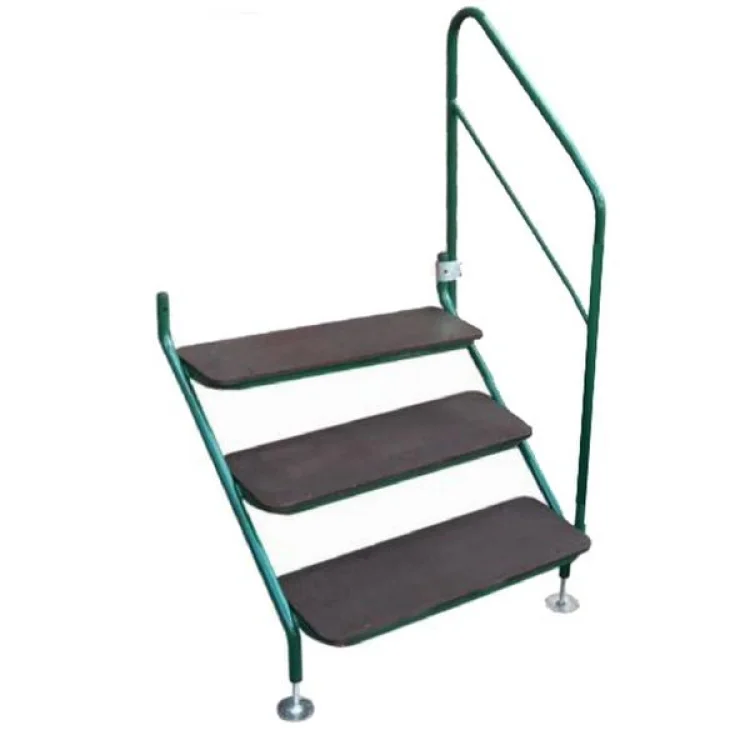 3 Tread Step Stainless Steel with Handrail - Green