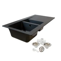 Black Granite Finish Resin Kitchen Sink 1.5 Bowl 1000mm x 500mm