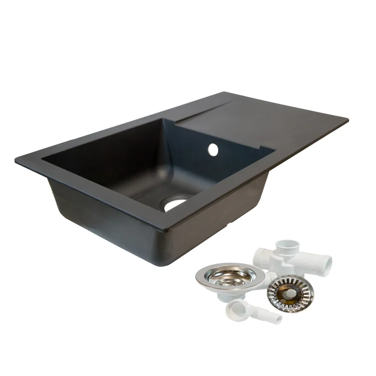 Black Granite Finish Resin Kitchen Sink Single Bowl 780mm x 435mm