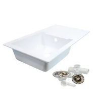 White Granite Finish Resin Kitchen Sink Single Bowl 780mm x 435mm White Granite Finish Resin Kitchen Sink Single Bowl 780mm x 435mm
