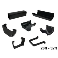 Full Set of Black Square Line Guttering 28ft - 32ft