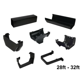 Full Set of Black Square Line Guttering 28ft - 32ft