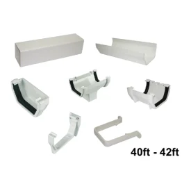 Full Set of White Square Line Guttering 40ft - 42ft