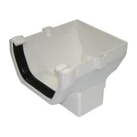 Square Line Gutter 114mm Stopend Outlet - White