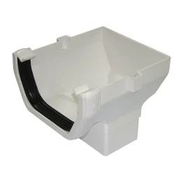 Square Line Gutter 114mm Stopend Outlet - White